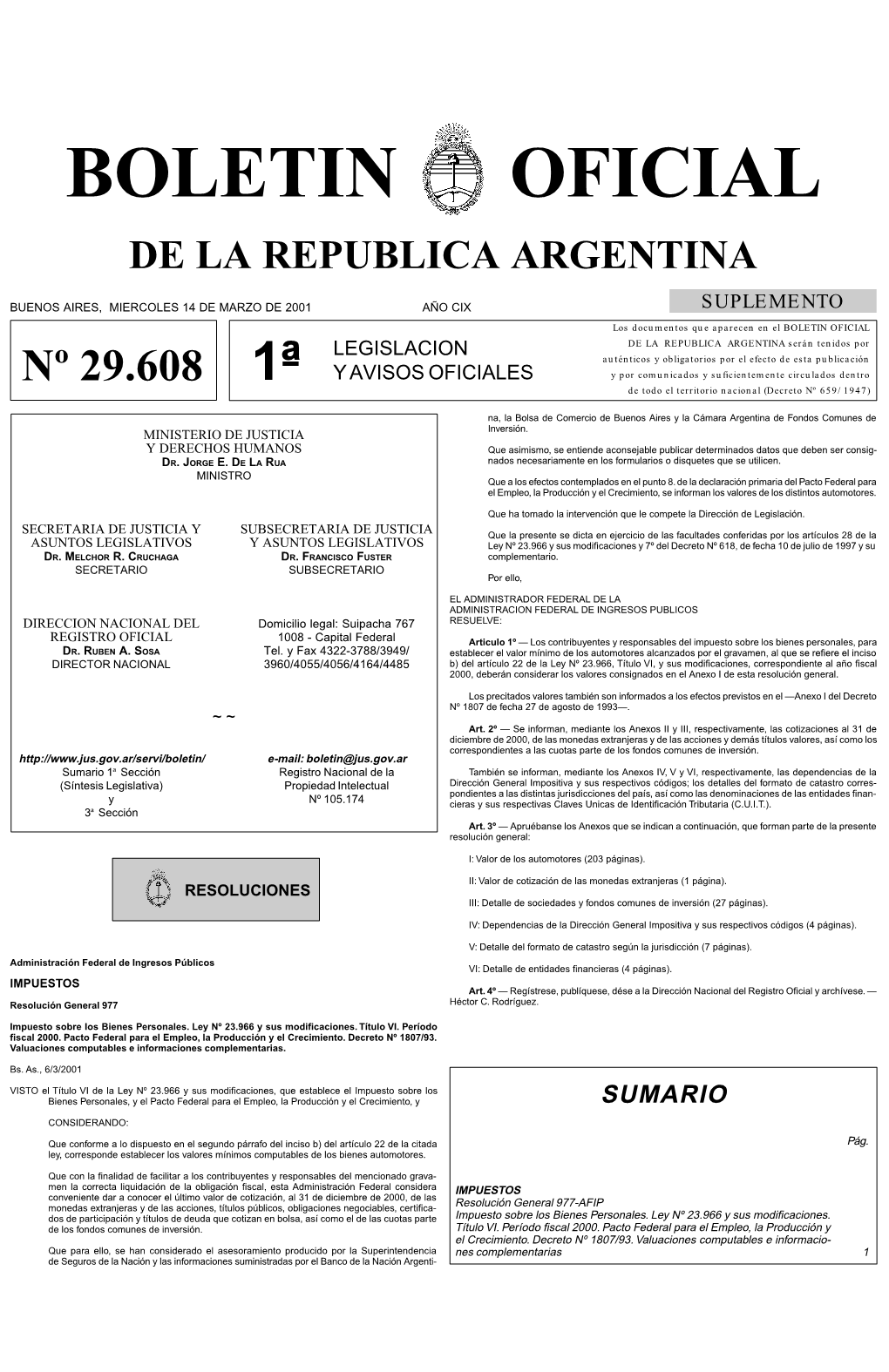 Boletin Oficial De La Republica Argentina