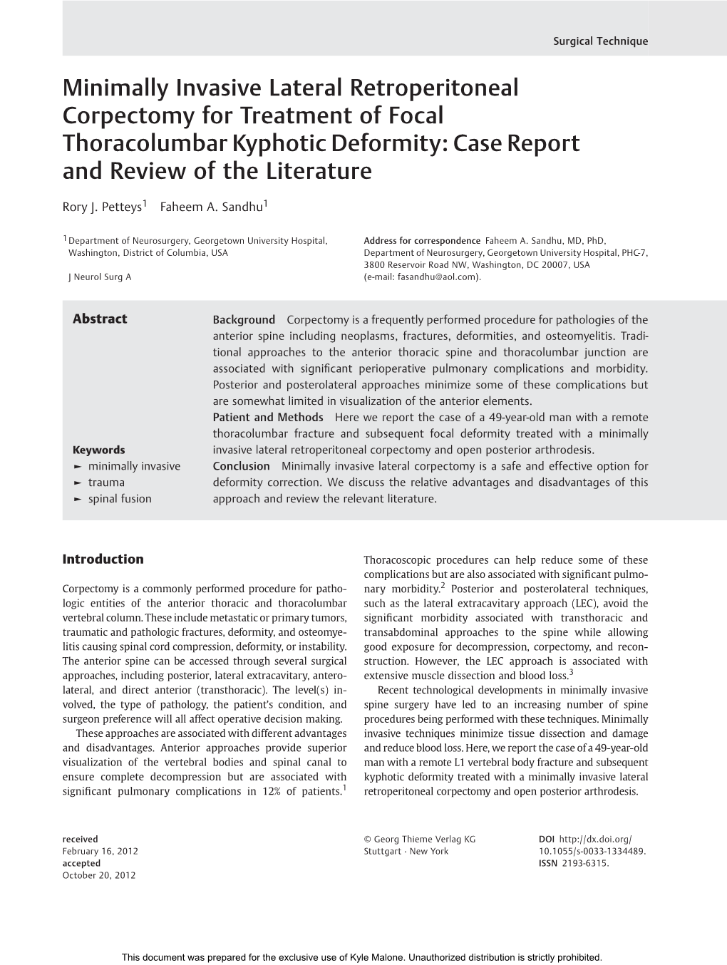 Case Report and Review of the Literature