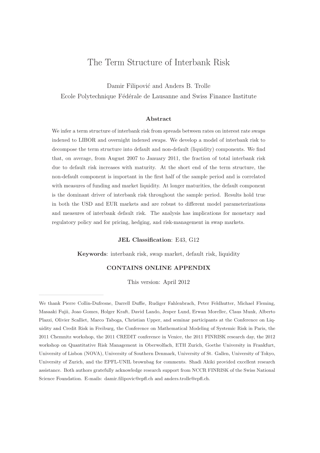 The Term Structure of Interbank Risk