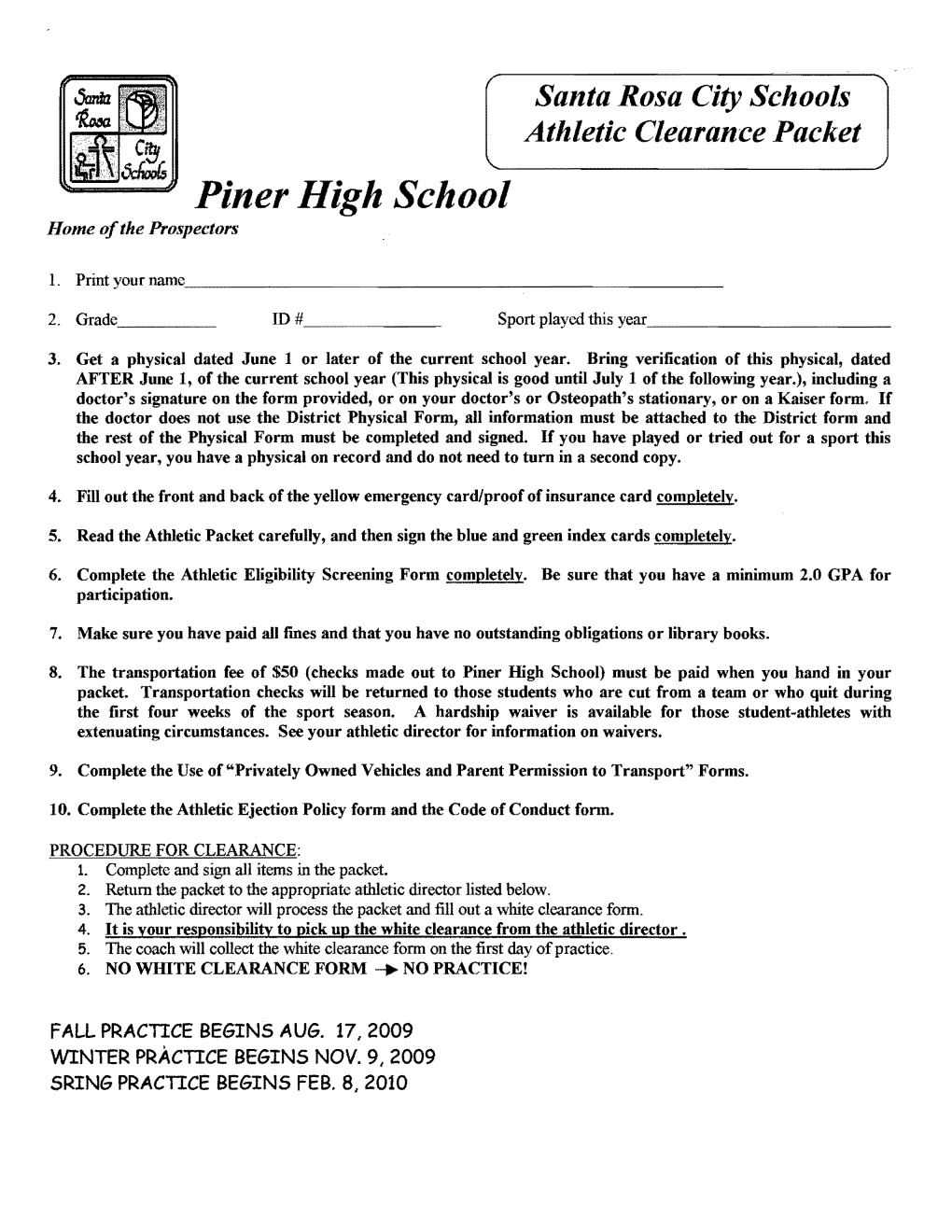 Piner High School Home Ofthe Prospectors