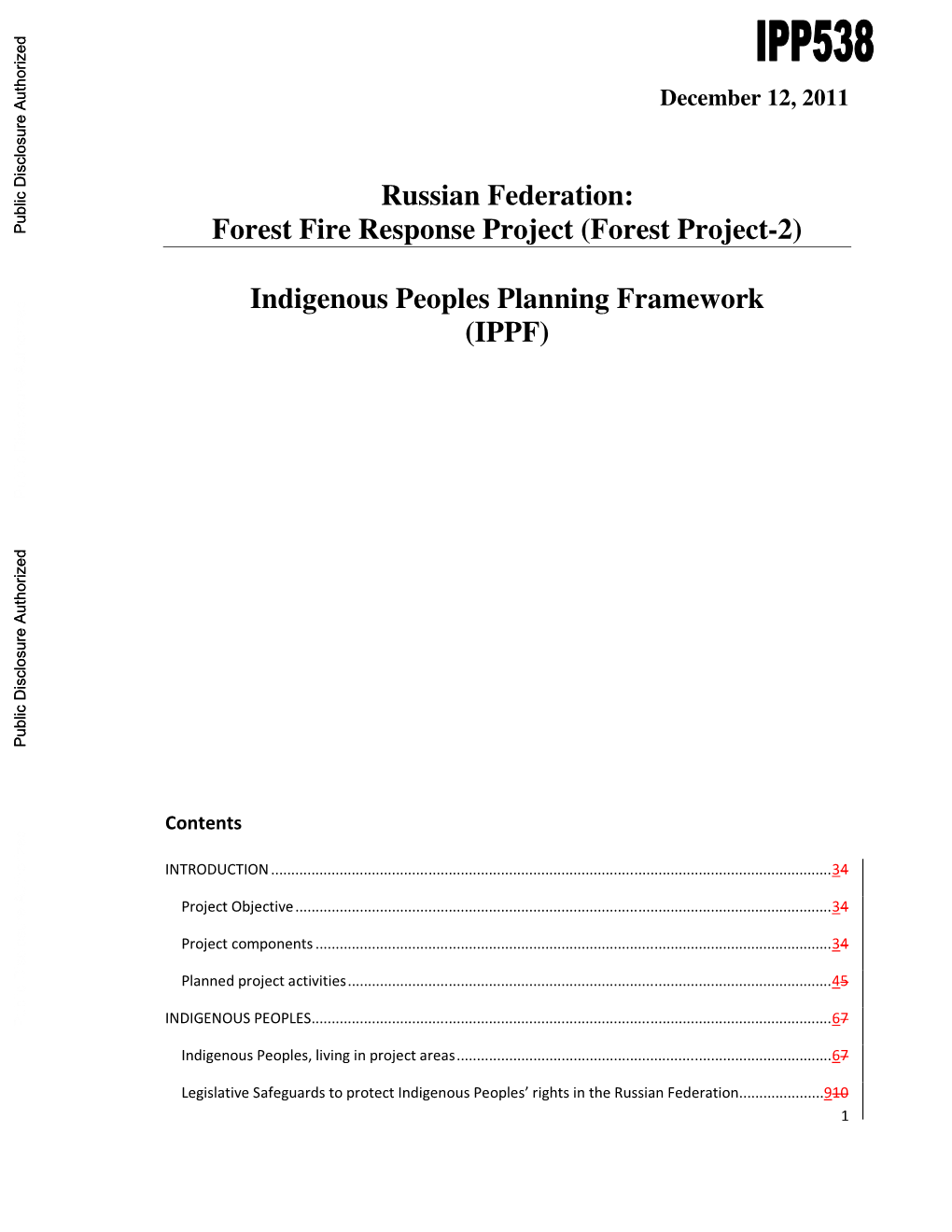 Indigenous Peoples Planning Framework (IPPF)