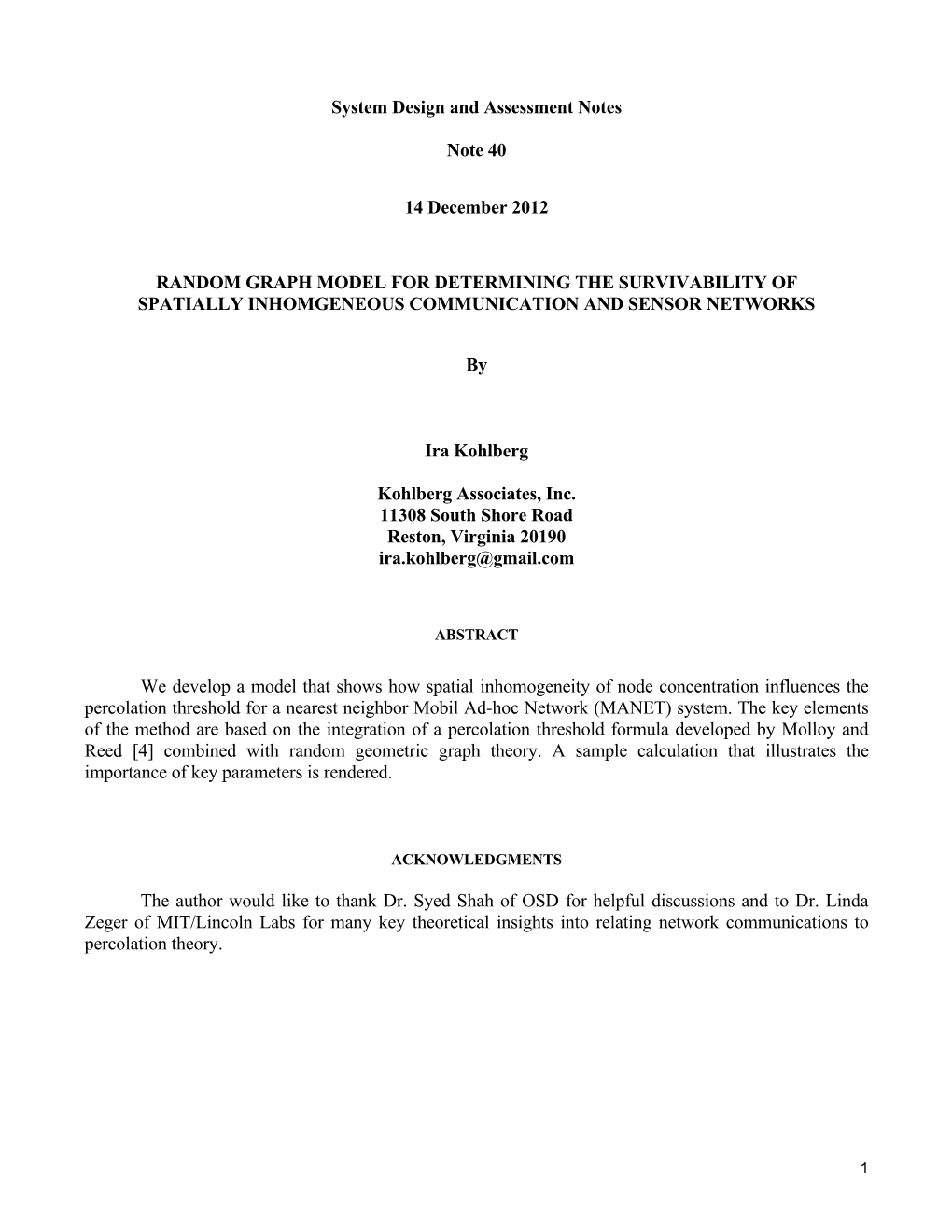 SDAN 40 Random Graph Model for Determining The