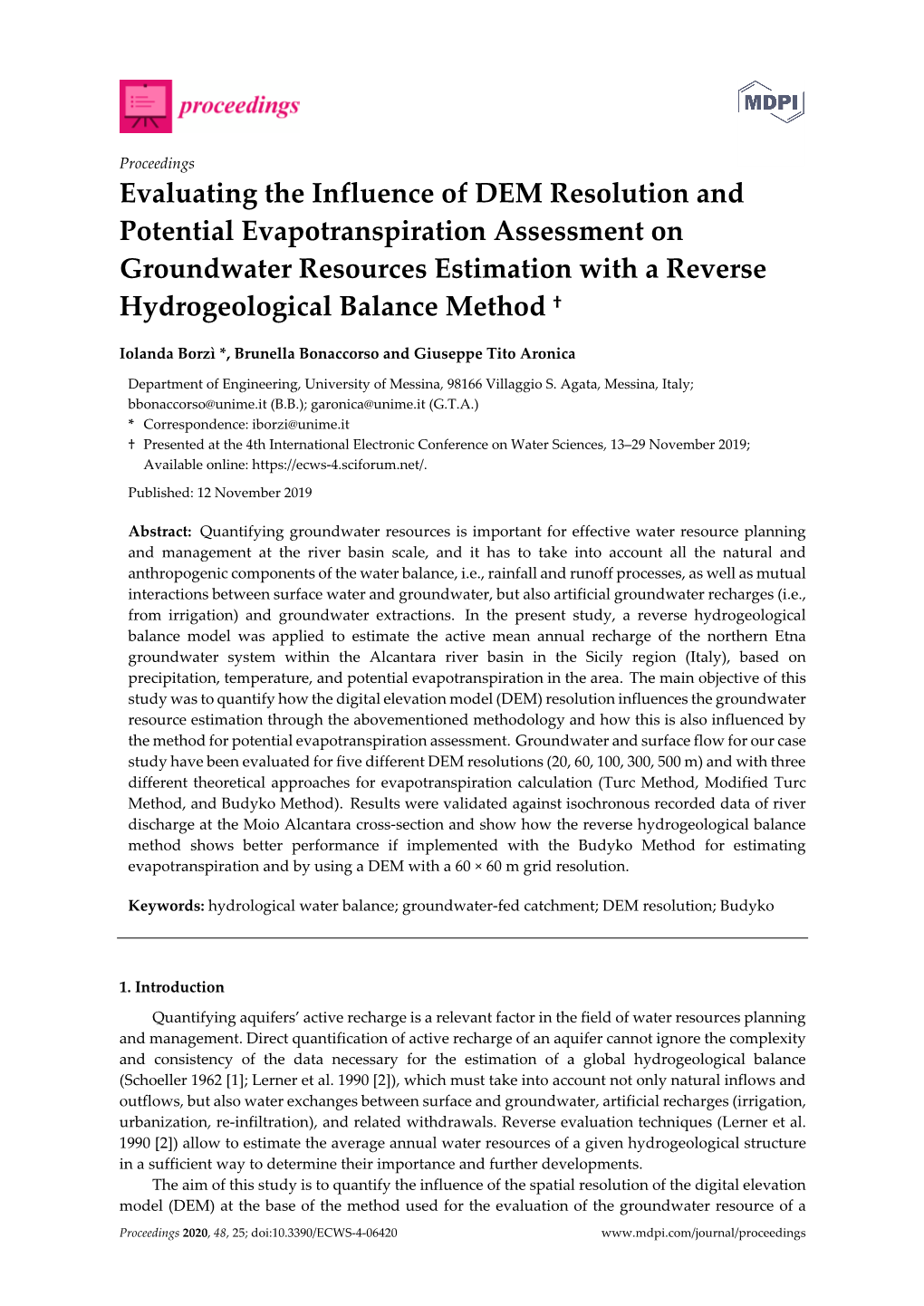 Evaluating the Influence of DEM Resolution and Potential Evapotranspiration Assessment on Groundwater Resources Estimation With