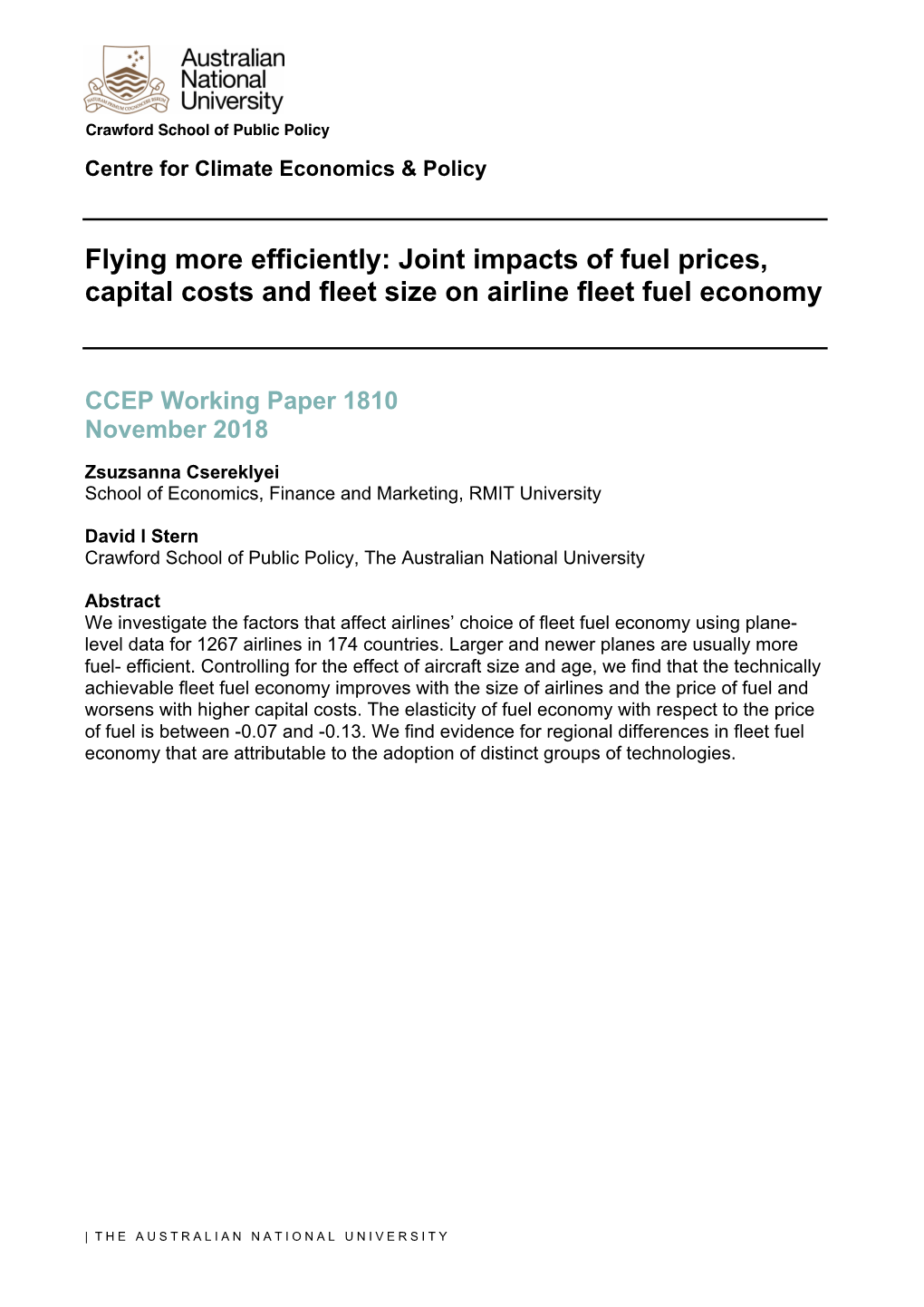 Flying More Efficiently: Joint Impacts of Fuel Prices, Capital Costs and Fleet Size on Airline Fleet Fuel Economy