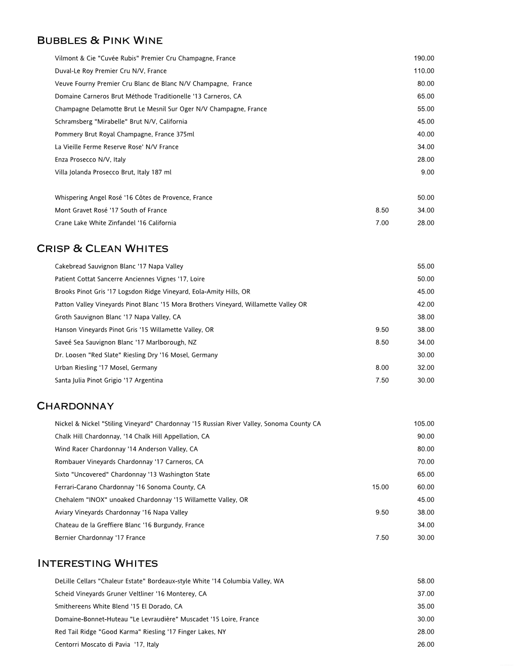 Menupro Wine List -1.25.19