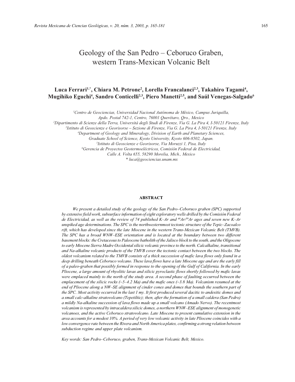 Geology of the San Pedro – Ceboruco Graben, Western Trans-Mexican Volcanic Belt