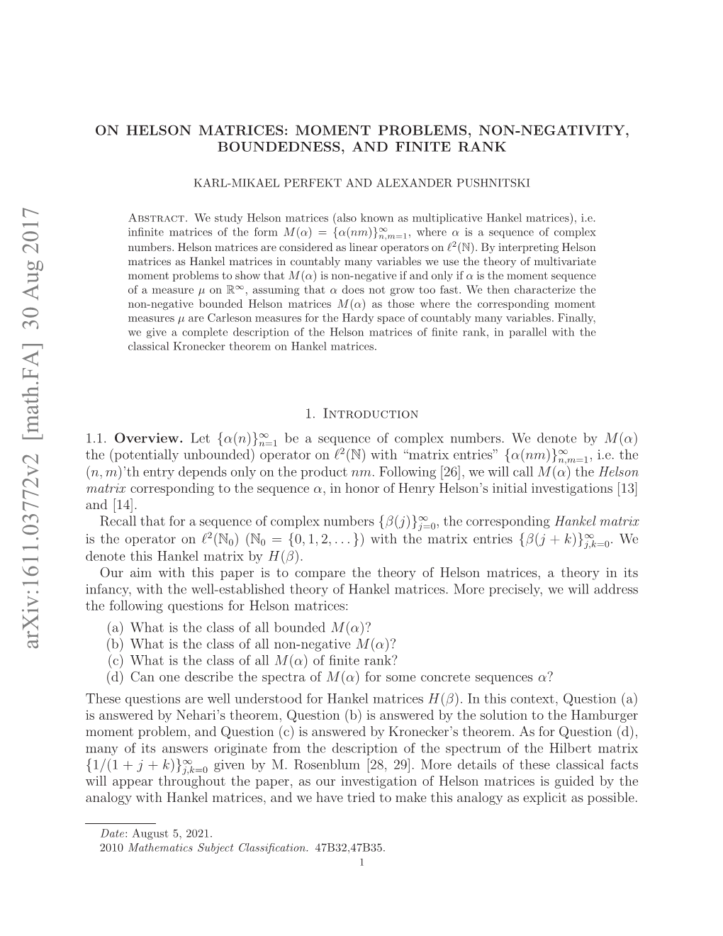 On Helson Matrices: Moment Problems, Non-Negativity