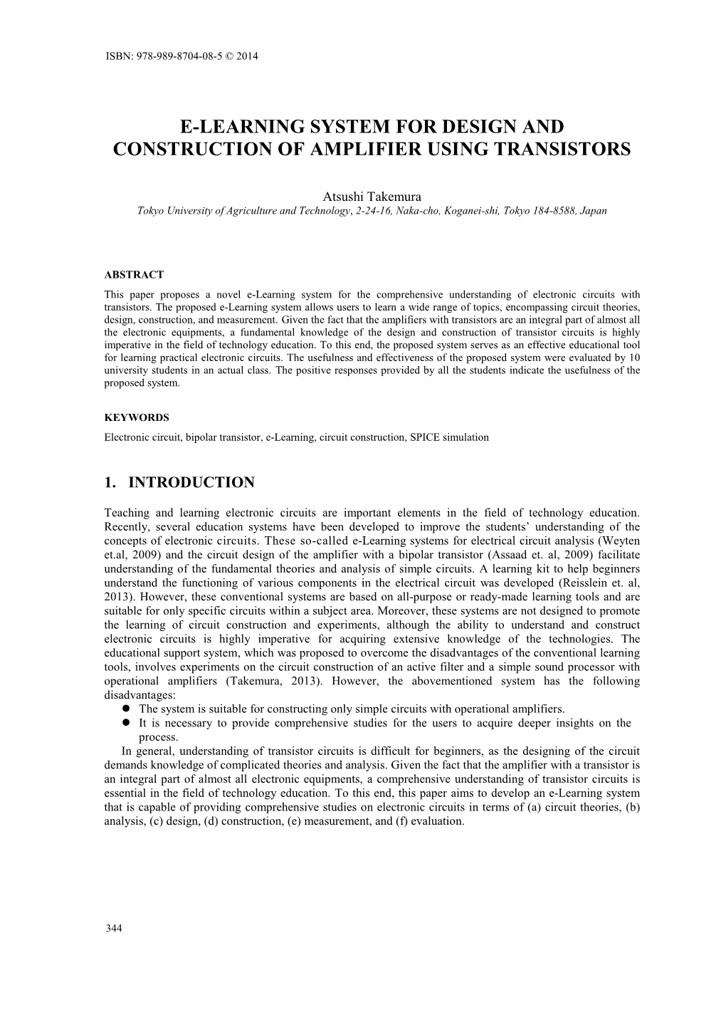 E-Learning System for Design and Construction of Amplifier Using Transistors