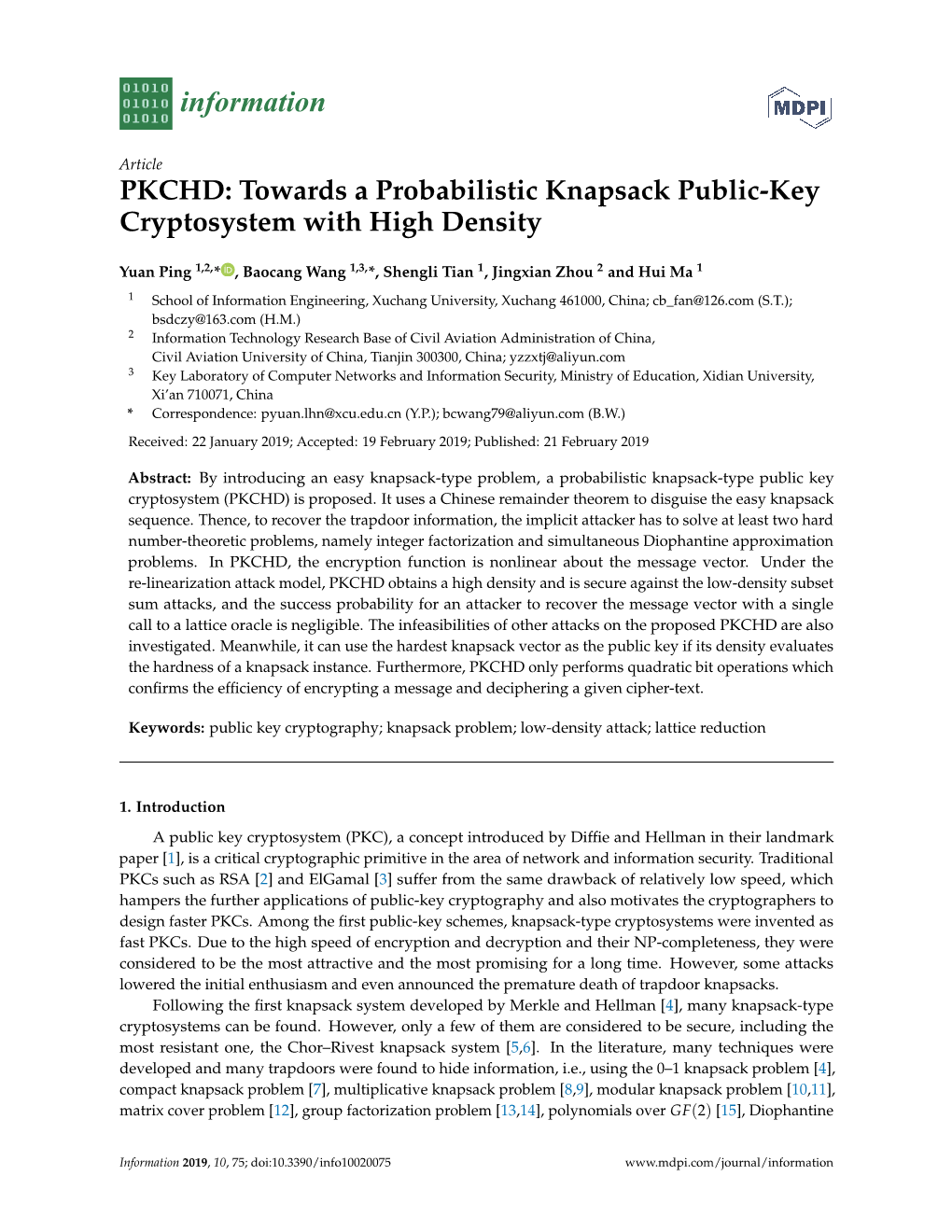 PKCHD: Towards a Probabilistic Knapsack Public-Key Cryptosystem with High Density