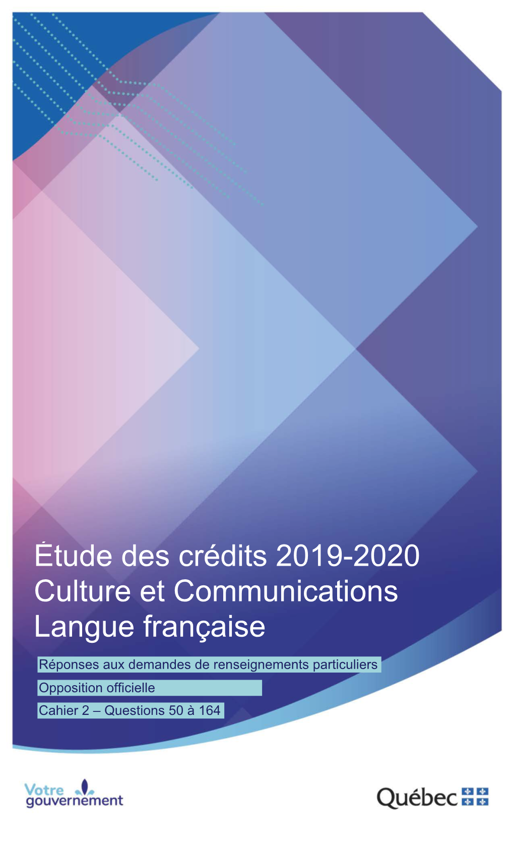 Étude Des Crédits 2019-2020 Culture Et Communications Langue Française