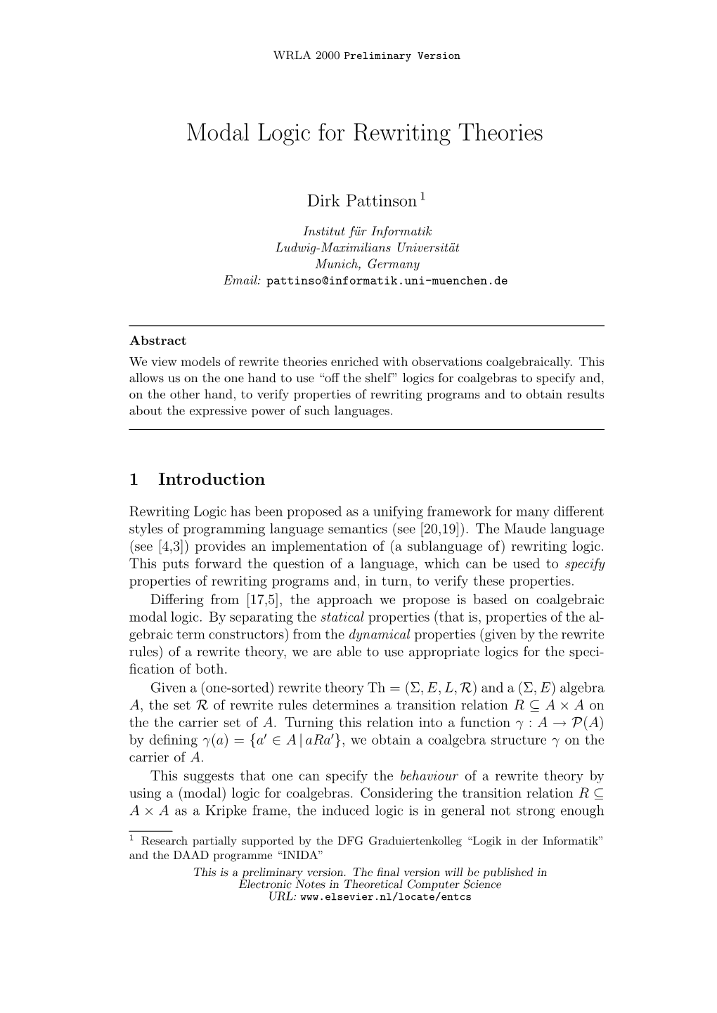 Modal Logic for Rewriting Theories