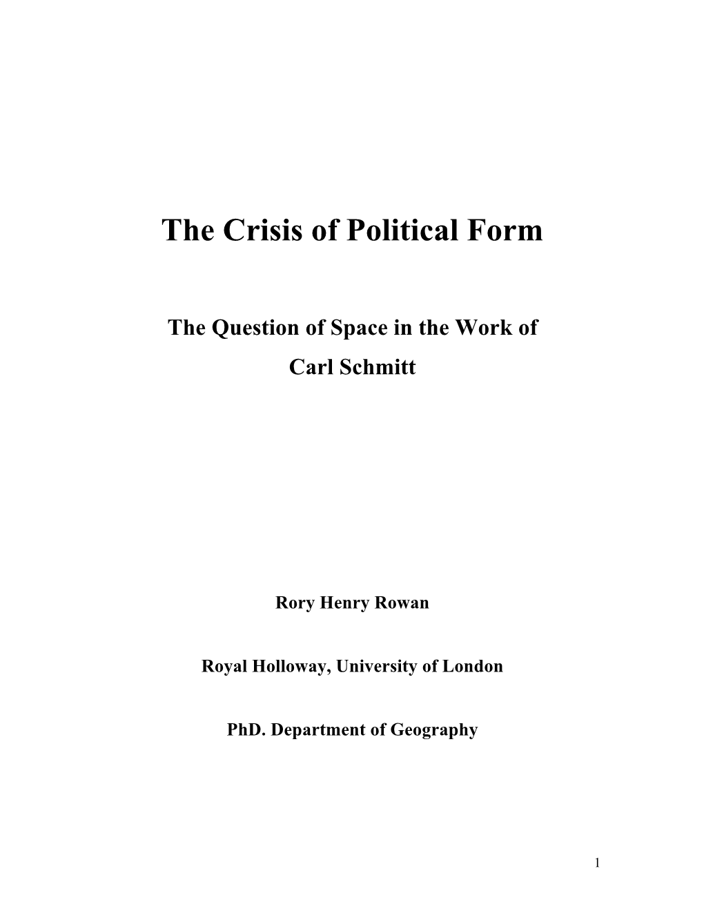 The Crisis of Political Form