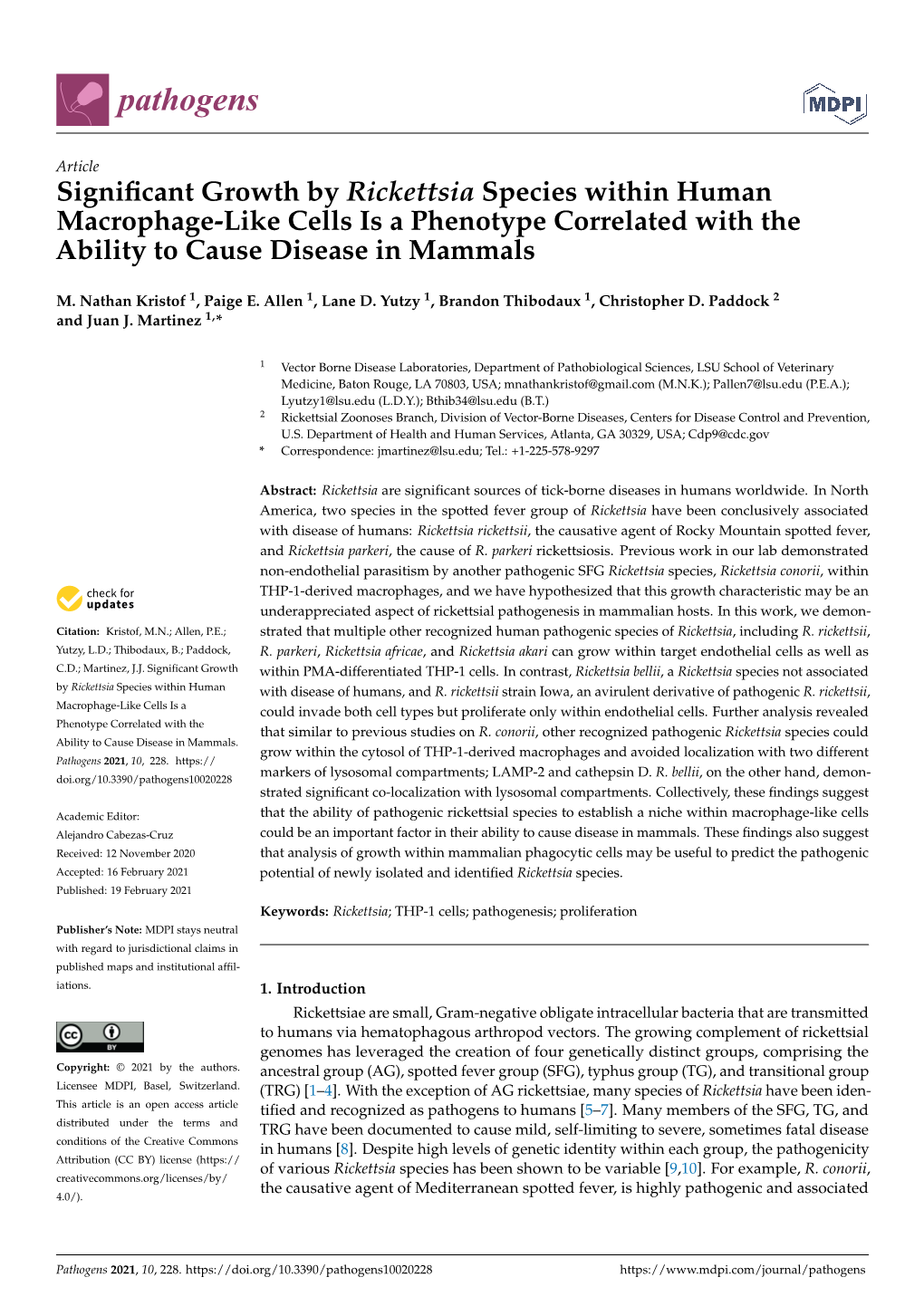 Significant Growth by Rickettsia Species Within Human Macrophage-Like Cells Is a Phenotype Correlated with the Ability to Cause