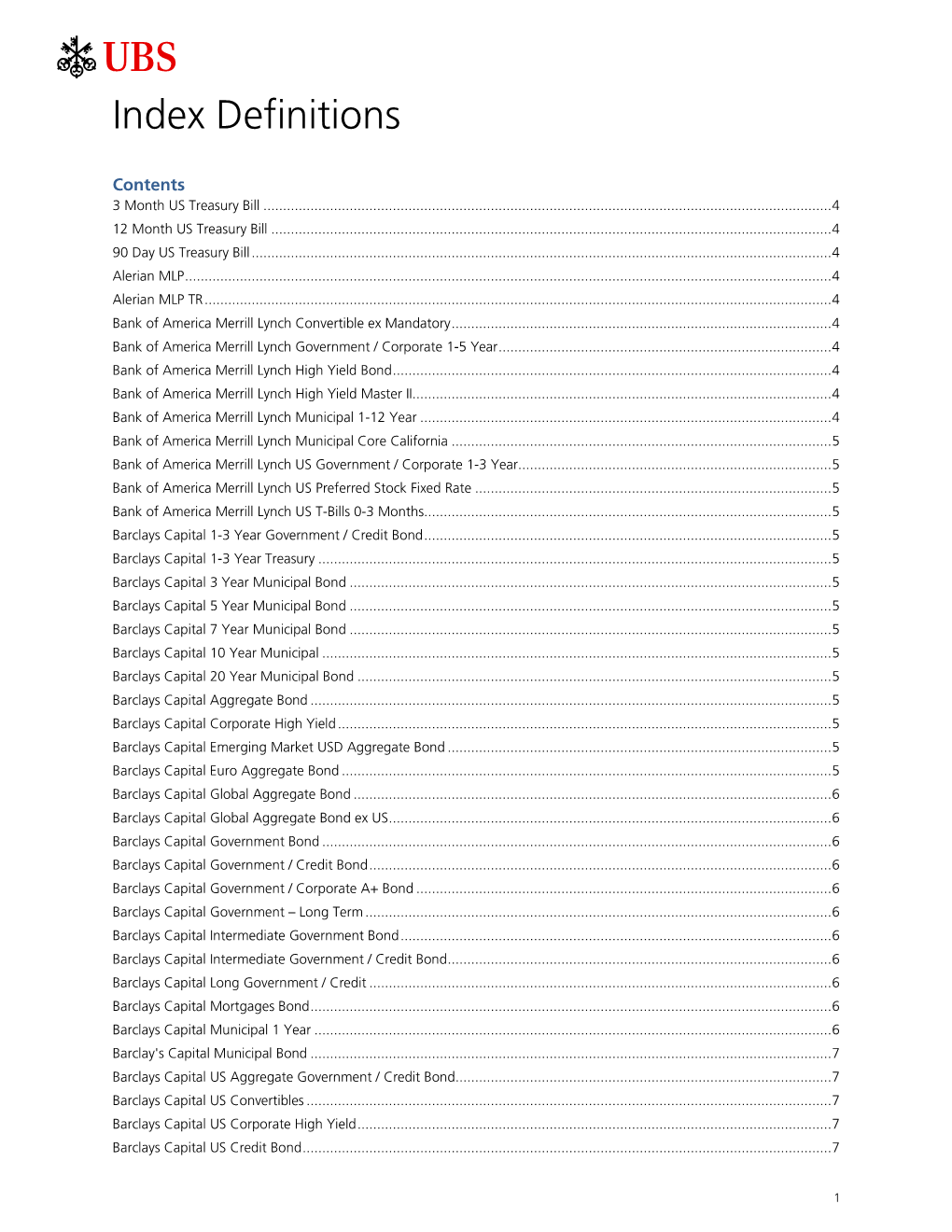 Index Definitions