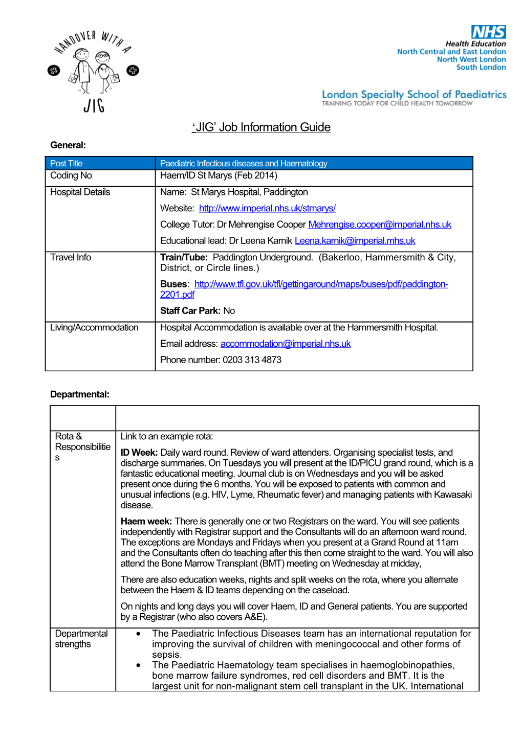 JIG Job Information Guide