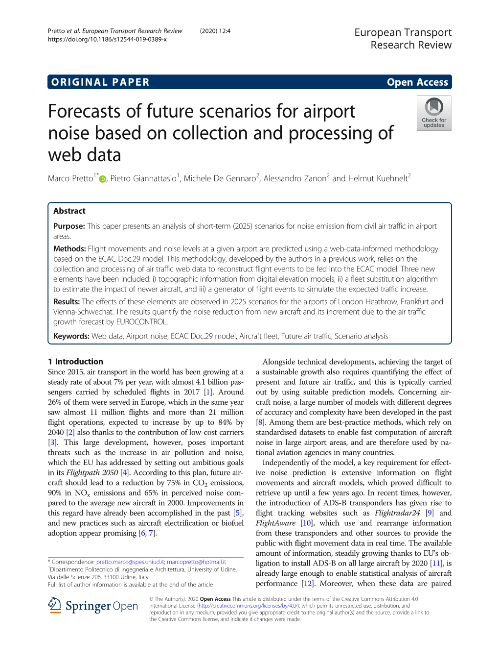 Forecasts of Future Scenarios for Airport Noise Based on Collection