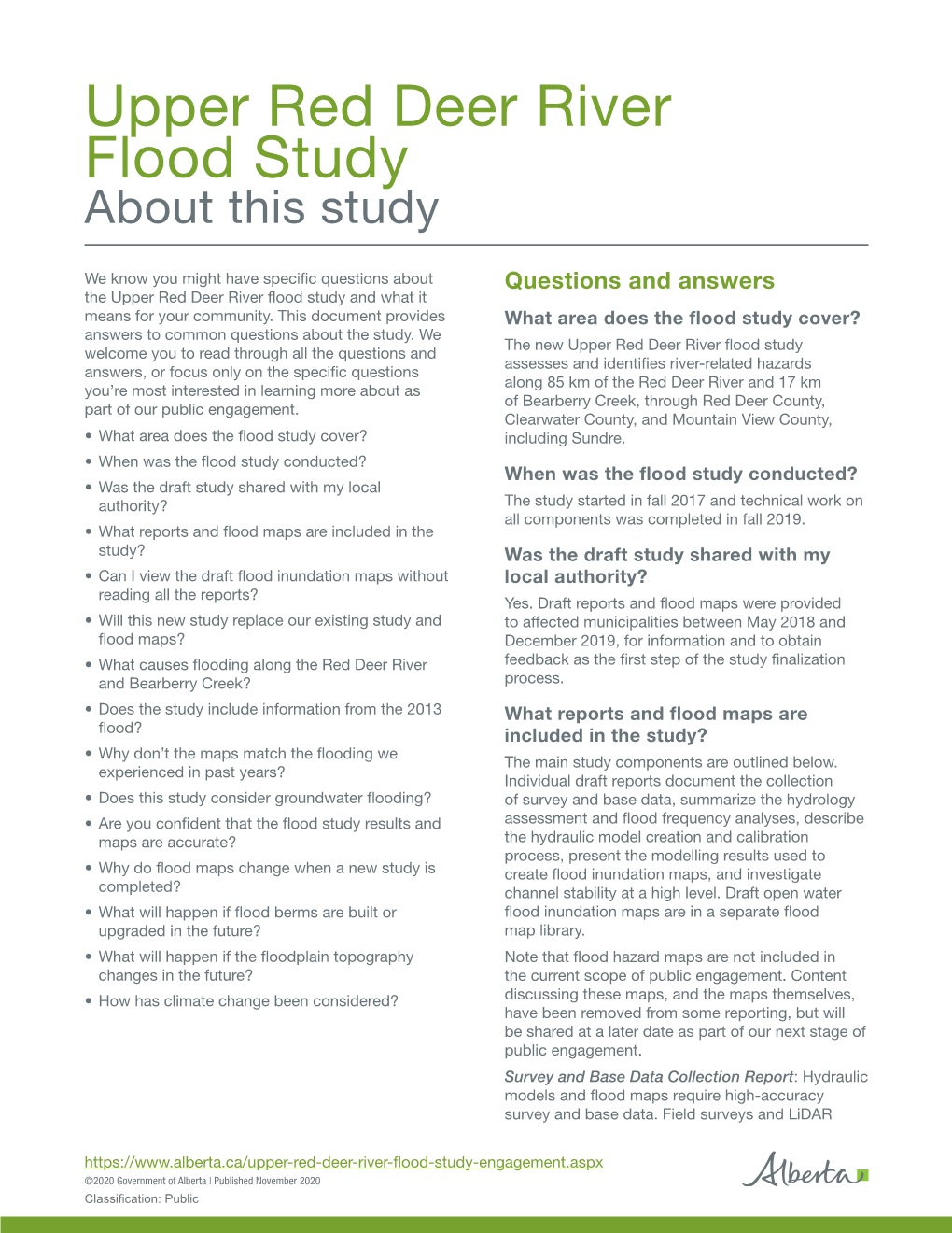 Upper Red Deer River Flood Study About This Study