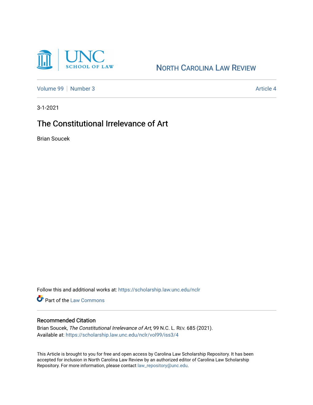 The Constitutional Irrelevance of Art