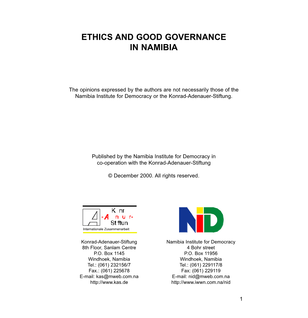 Ethics and Good Governance in Namibia