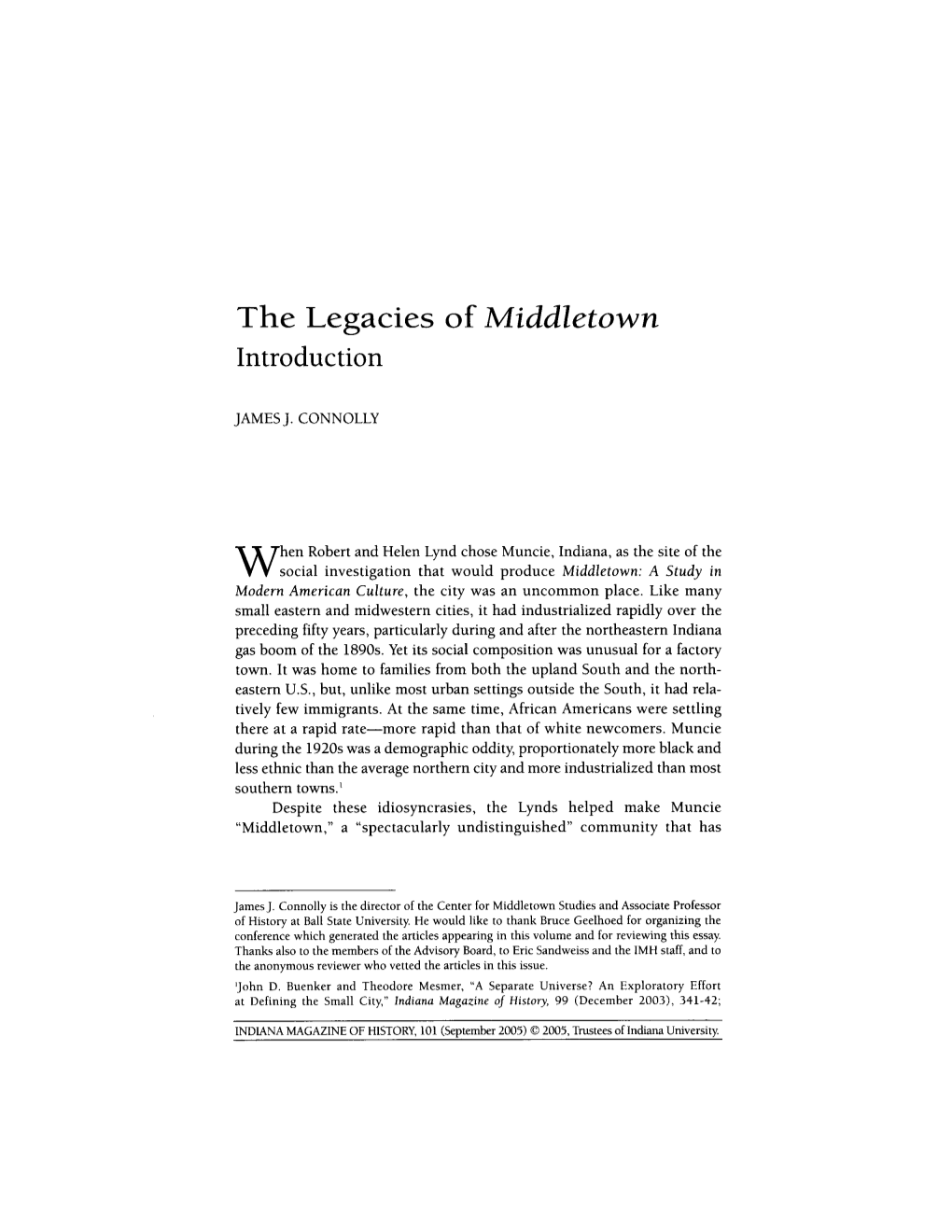 The Legacies of Middletown Introduction