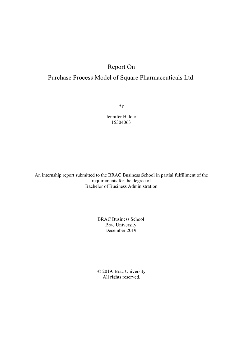 Report on Purchase Process Model of Square Pharmaceuticals Ltd
