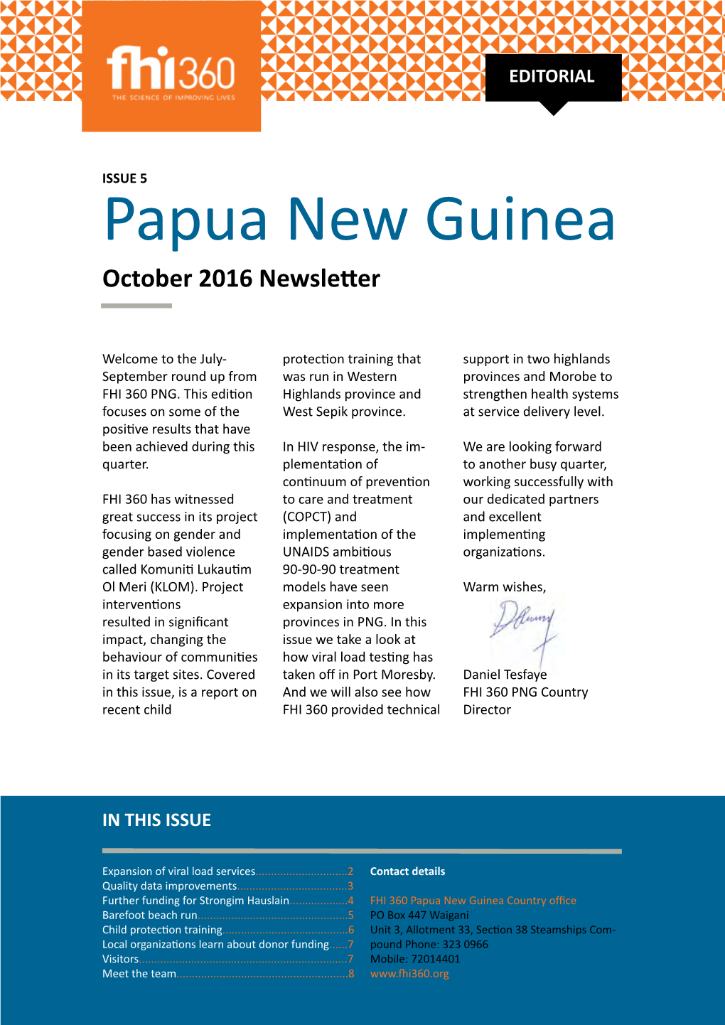 Papua New Guinea October 2016 Newsletter