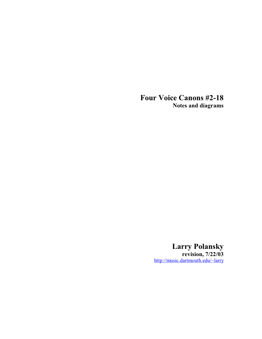Four Voice Canons #2-18 Larry Polansky