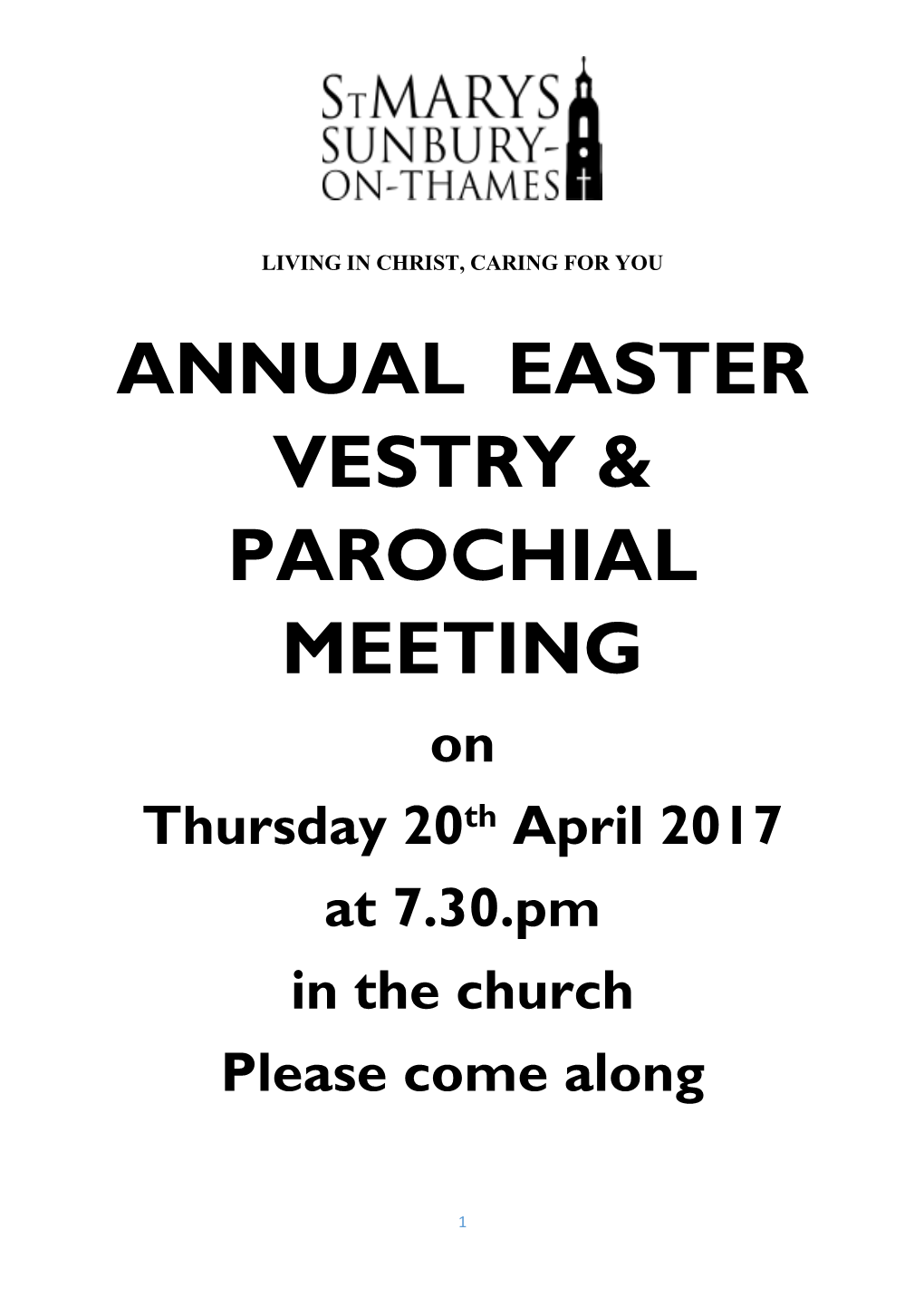 Annual Easter Vestry & Parochial Meeting