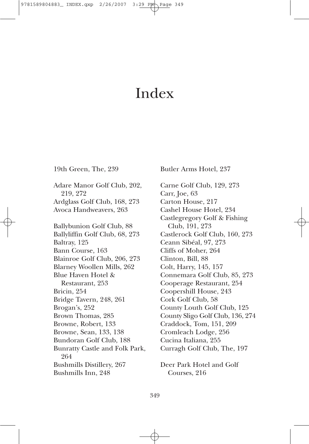 Golf Ire INDEX