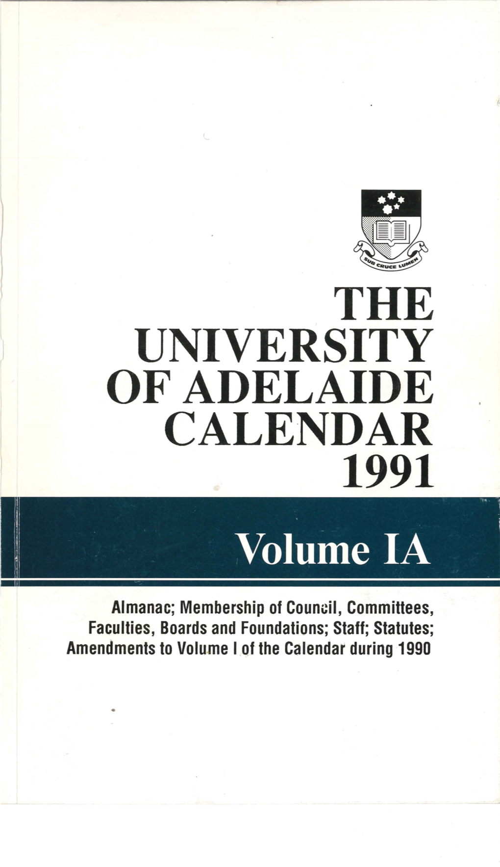 The University of Adelaide Calendar 1991