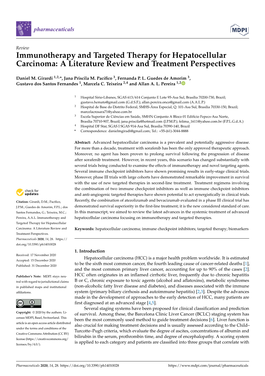 Immunotherapy and Targeted Therapy for Hepatocellular Carcinoma: a Literature Review and Treatment Perspectives