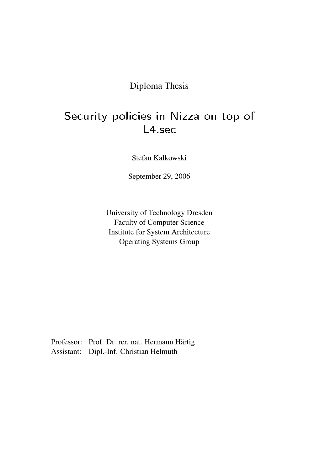 [Security Policies in Nizza on Top of L4sec]