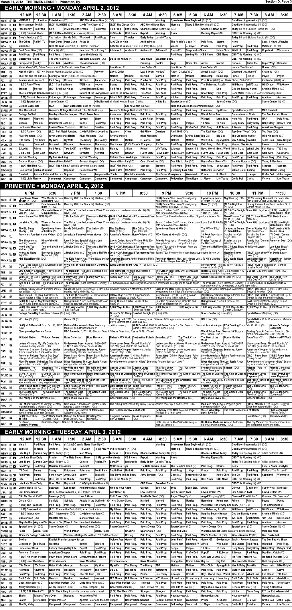 Early Morning • Monday, April 2, 2012 Primetime