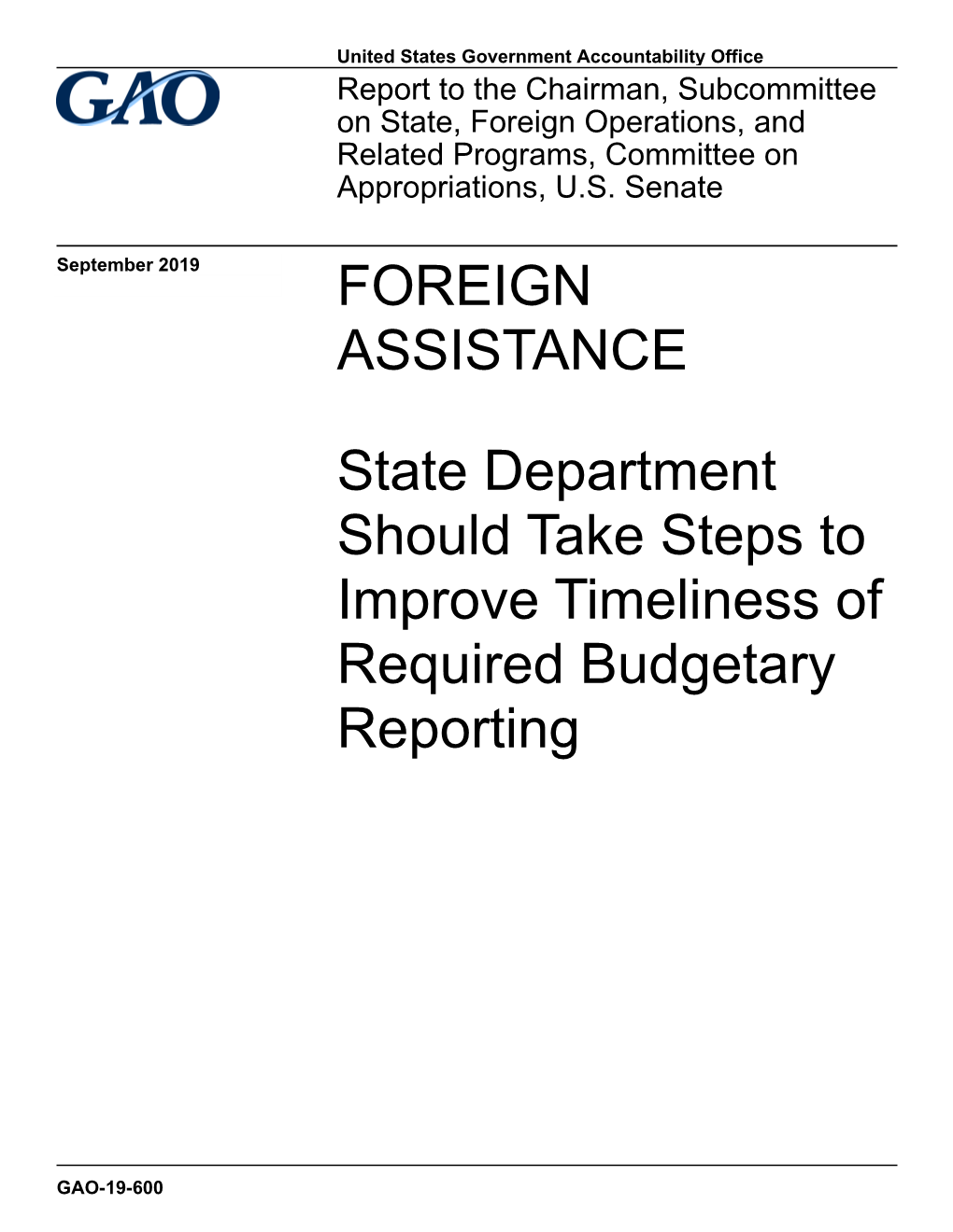 Gao-19-600, Foreign Assistance