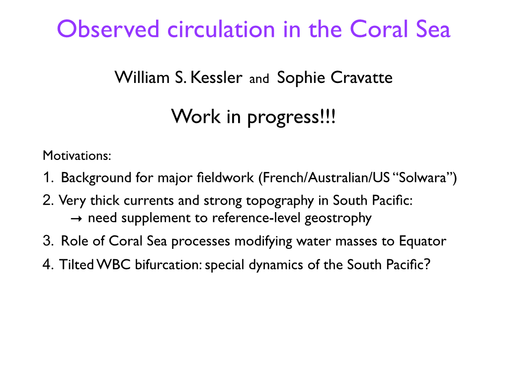 Observed Circulation in the Coral Sea