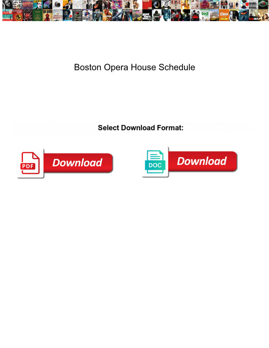 Boston Opera House Schedule