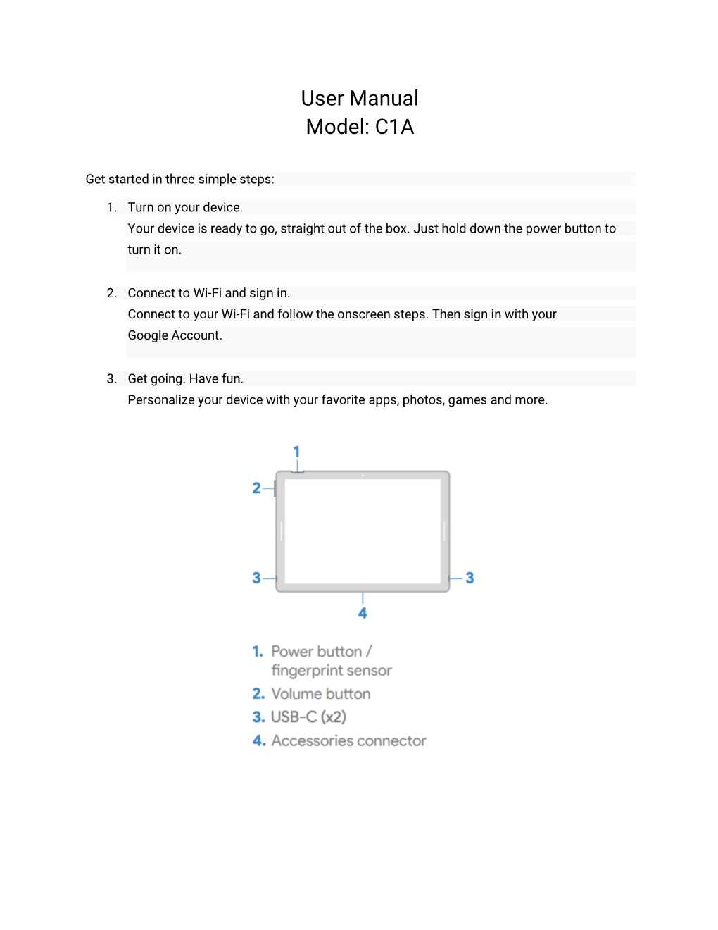 User Manual Model: C1A