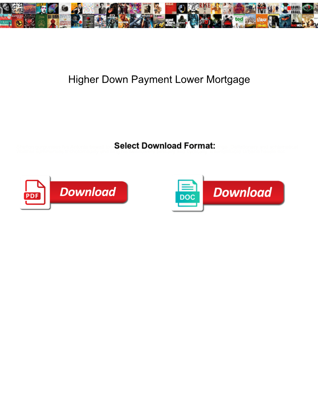 Higher Down Payment Lower Mortgage