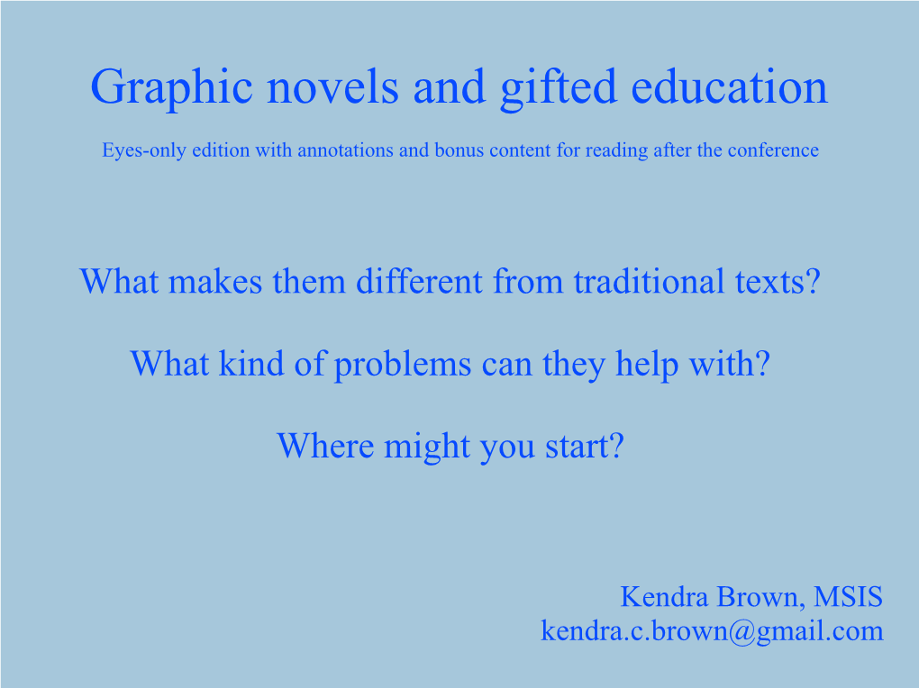 Graphic Novels and Gifted Education