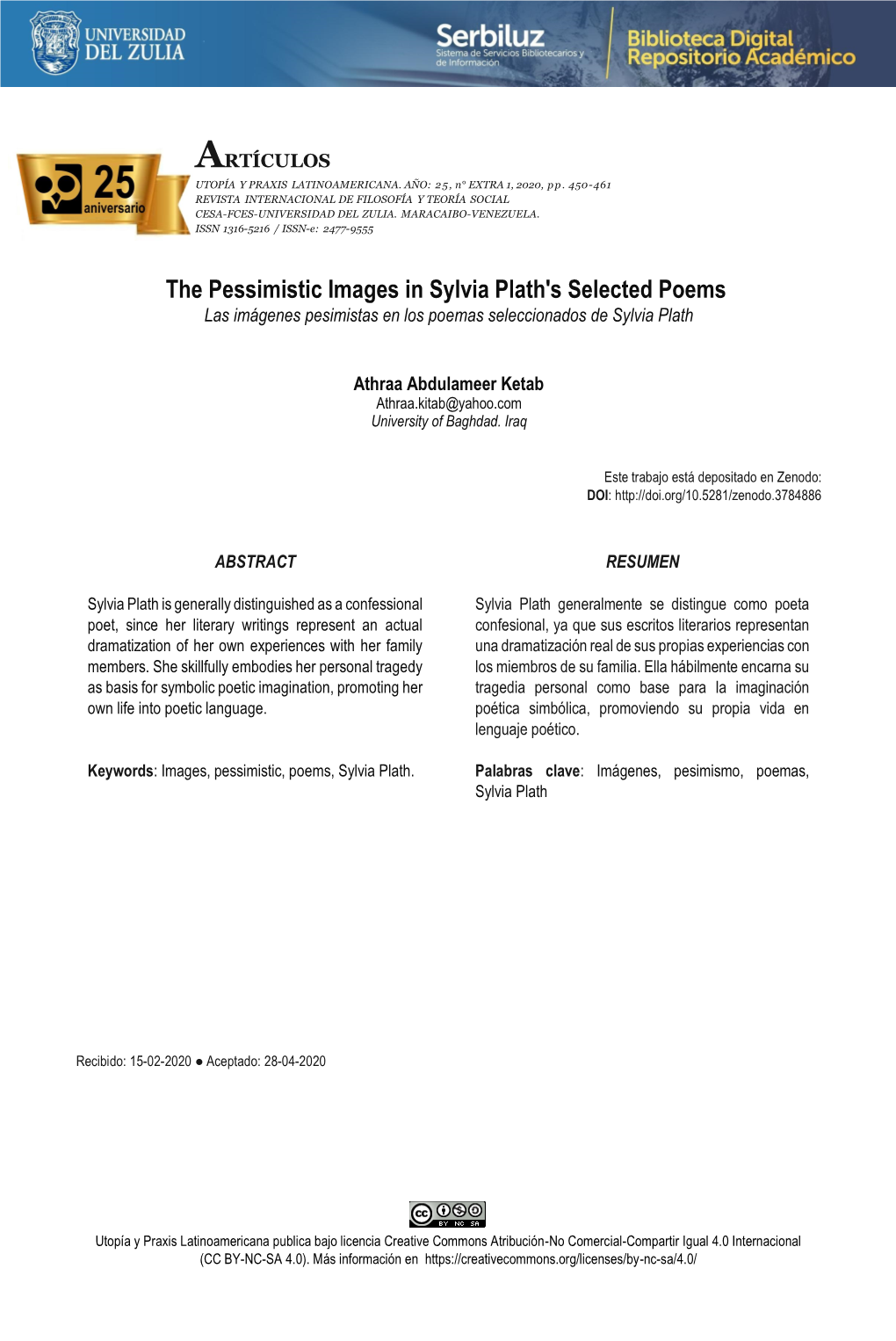 The Pessimistic Images in Sylvia Plath's Selected Poems Las Imágenes Pesimistas En Los Poemas Seleccionados De Sylvia Plath