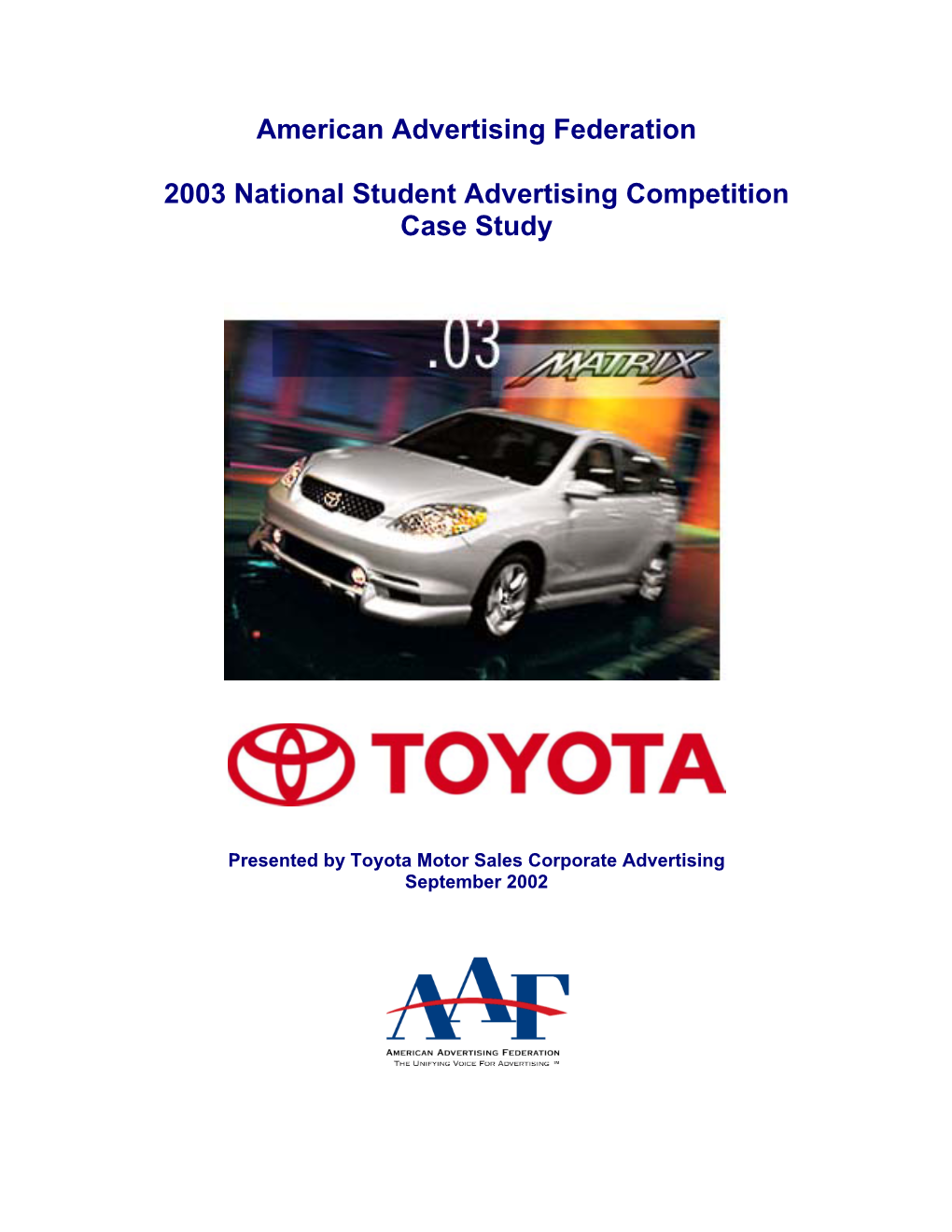 American Advertising Federation 2003 National Student