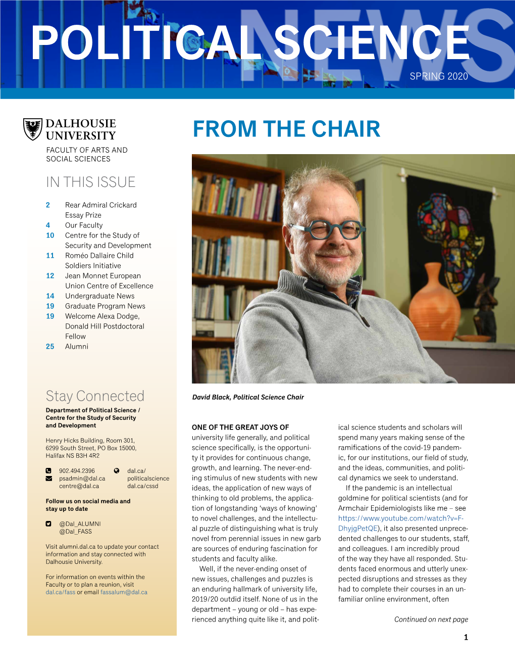 Political Science Newsspring 2020 from the Chair