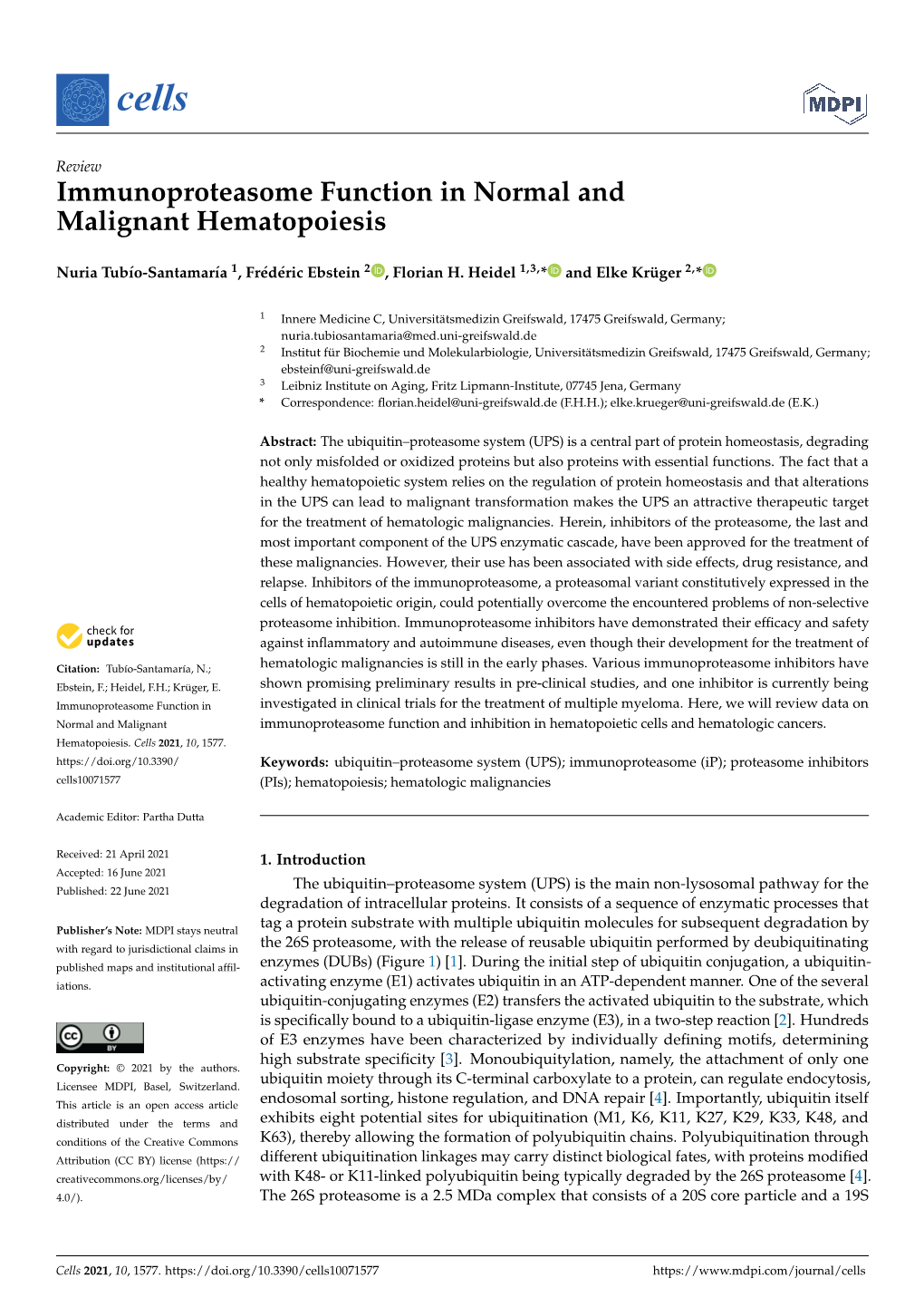 Immunoproteasome Function in Normal and Malignant Hematopoiesis