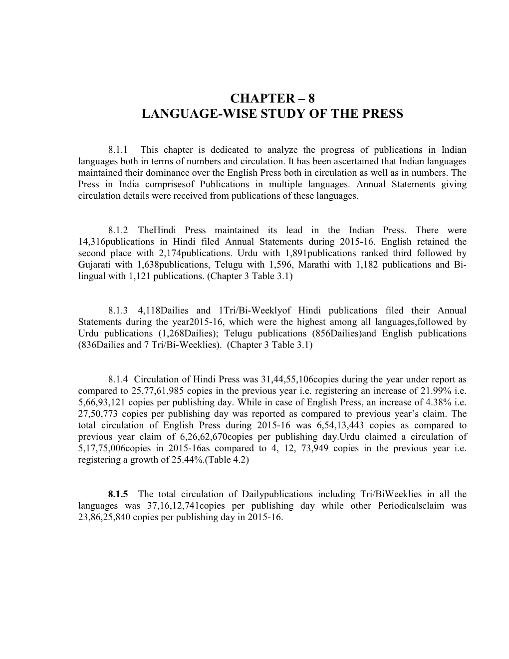 Chapter – 8 Language-Wise Study of the Press