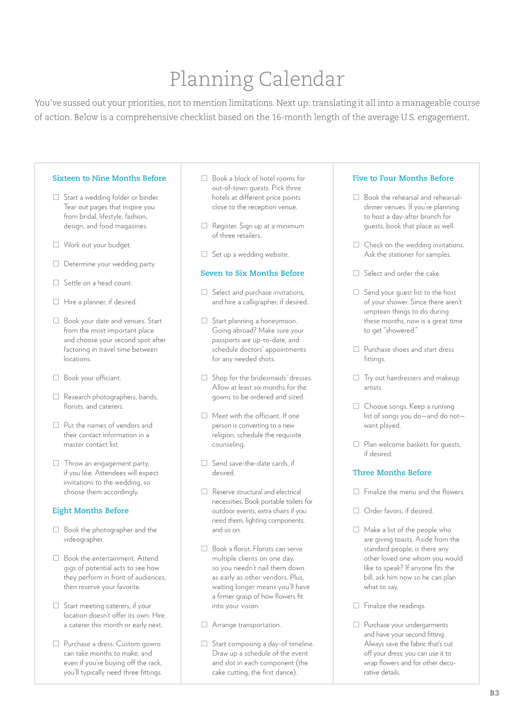 Planning Calendar You’Ve Sussed out Your Priorities, Not to Mention Limitations