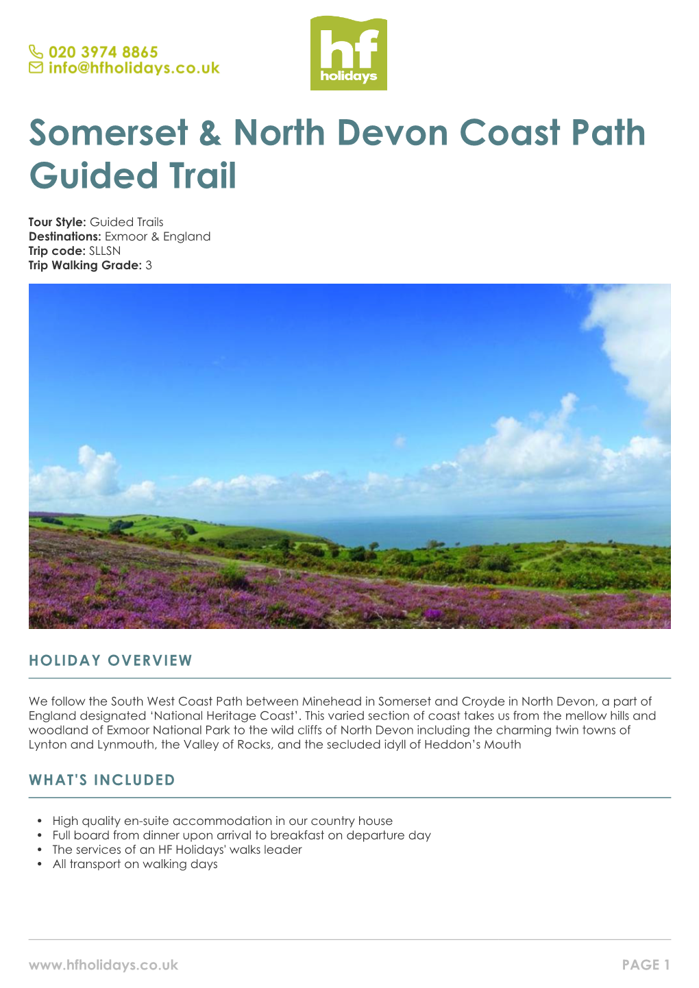 Somerset & North Devon Coast Path Guided Trail