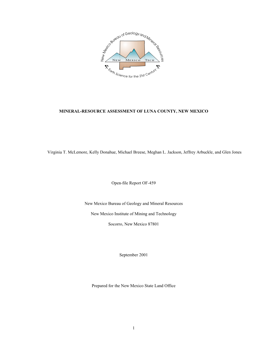 Introduction to Mineral-Resource Assessment of Luna County, New