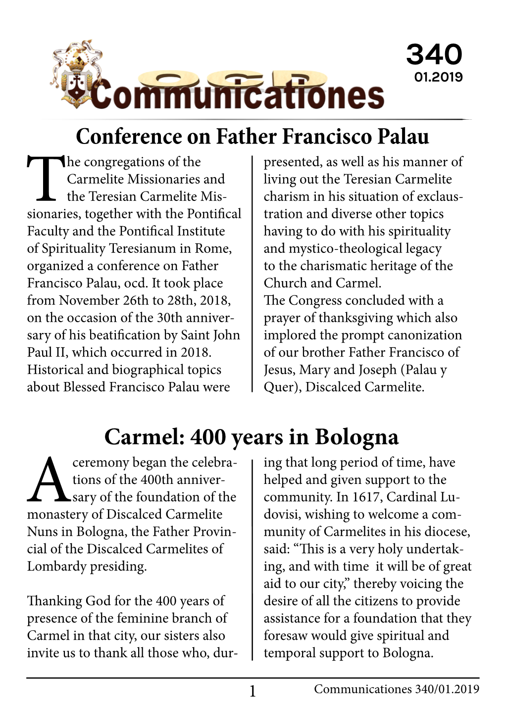 Conference on Father Francisco Palau Carmel