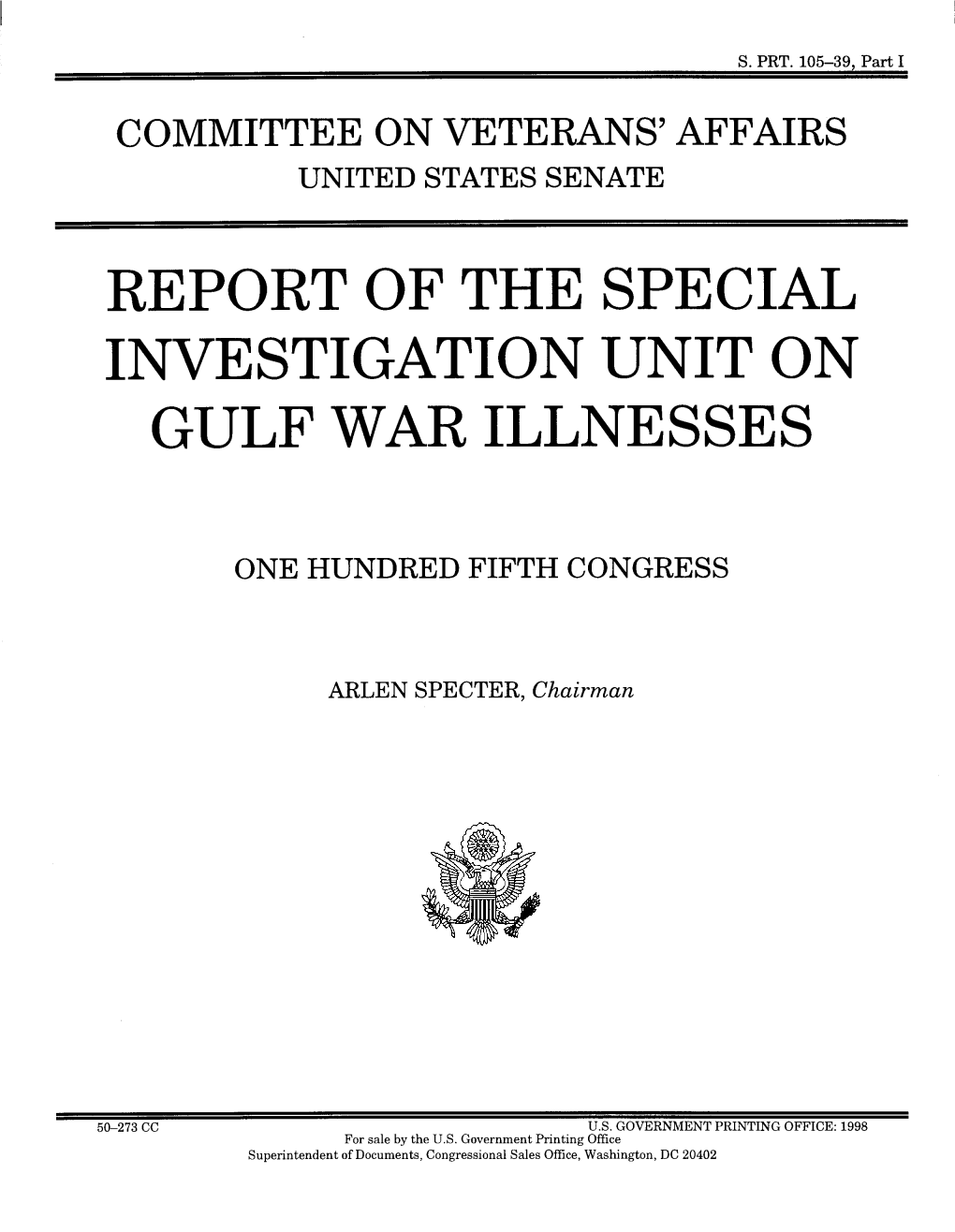 Report of the Special Investigation Unit on Gulf War Illnesses