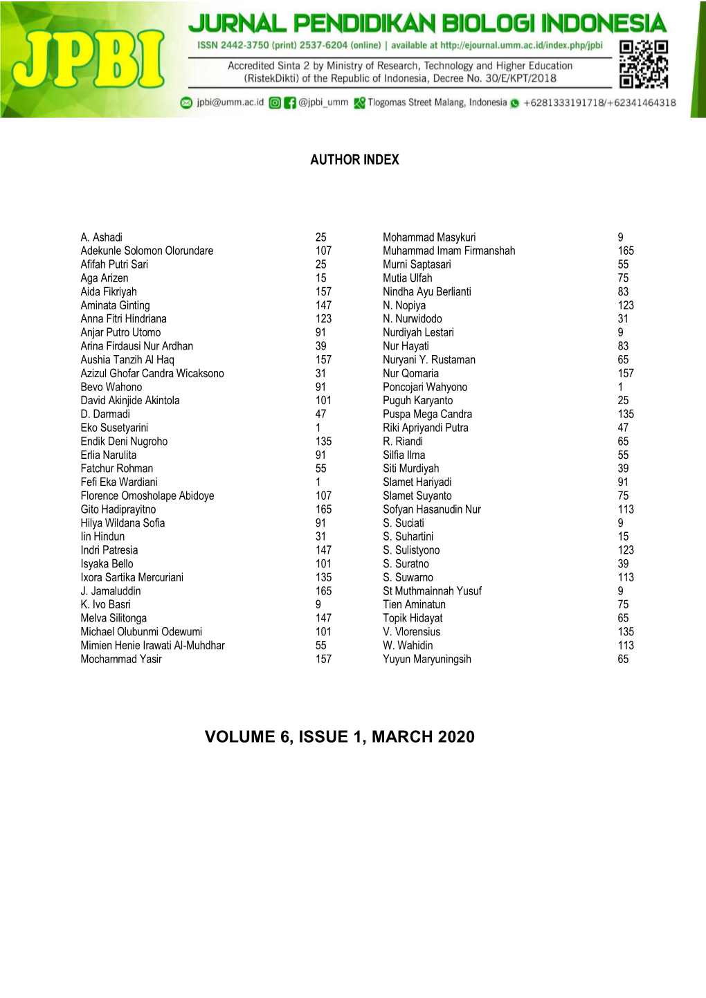 Volume 6, Issue 1, March 2020